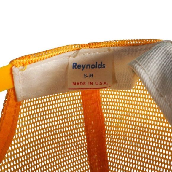 Reynolds Vintage Eagle Patch Trucker Snapback Hat Made in USA Green / Yellow - Picture 9 of 9
